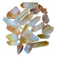 Tight crop of Lemurian Quartz raw point, worked with for Meditation, showing natural form.