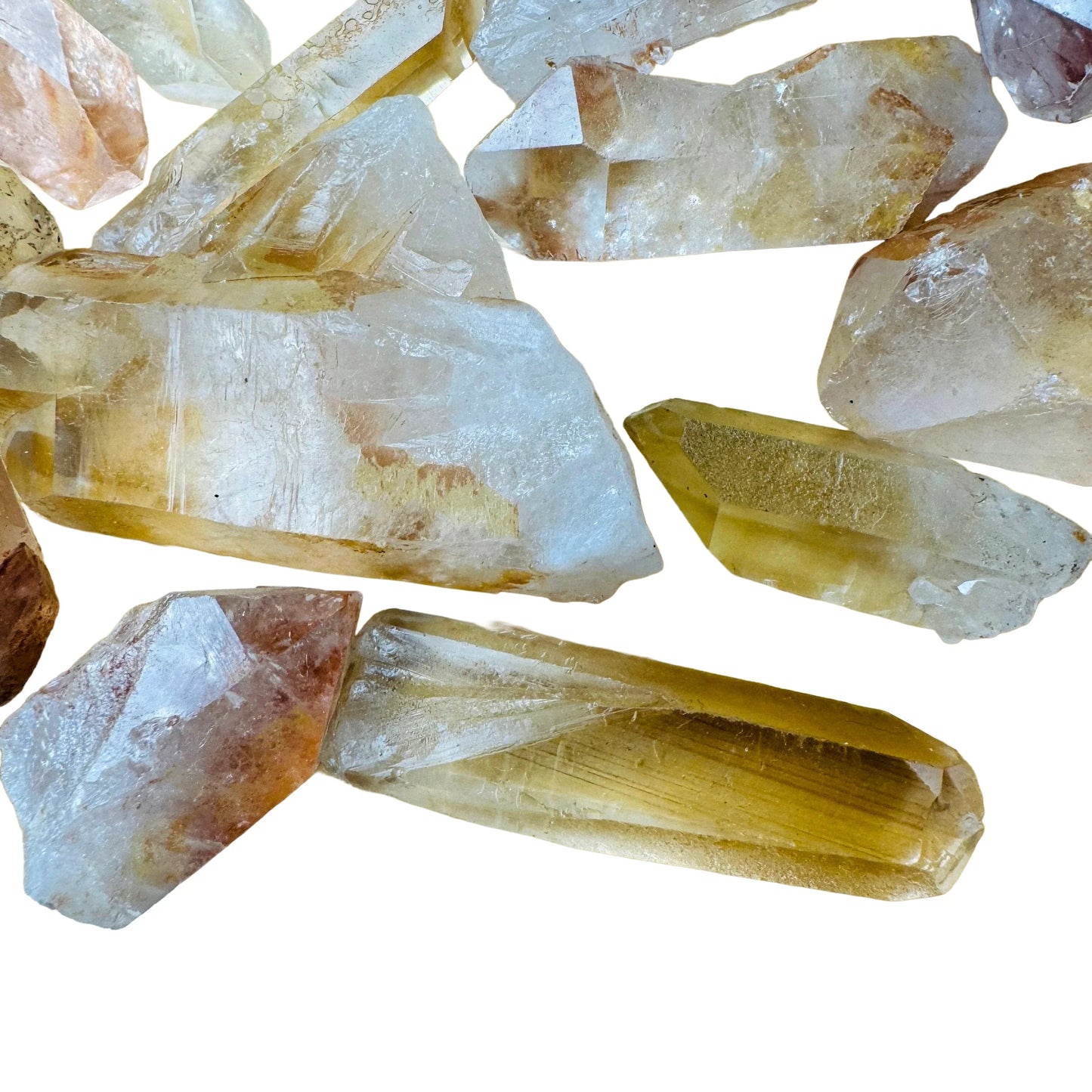 Edge-on view of Lemurian Quartz raw point, sourced from Minas Gerais, Brazil.