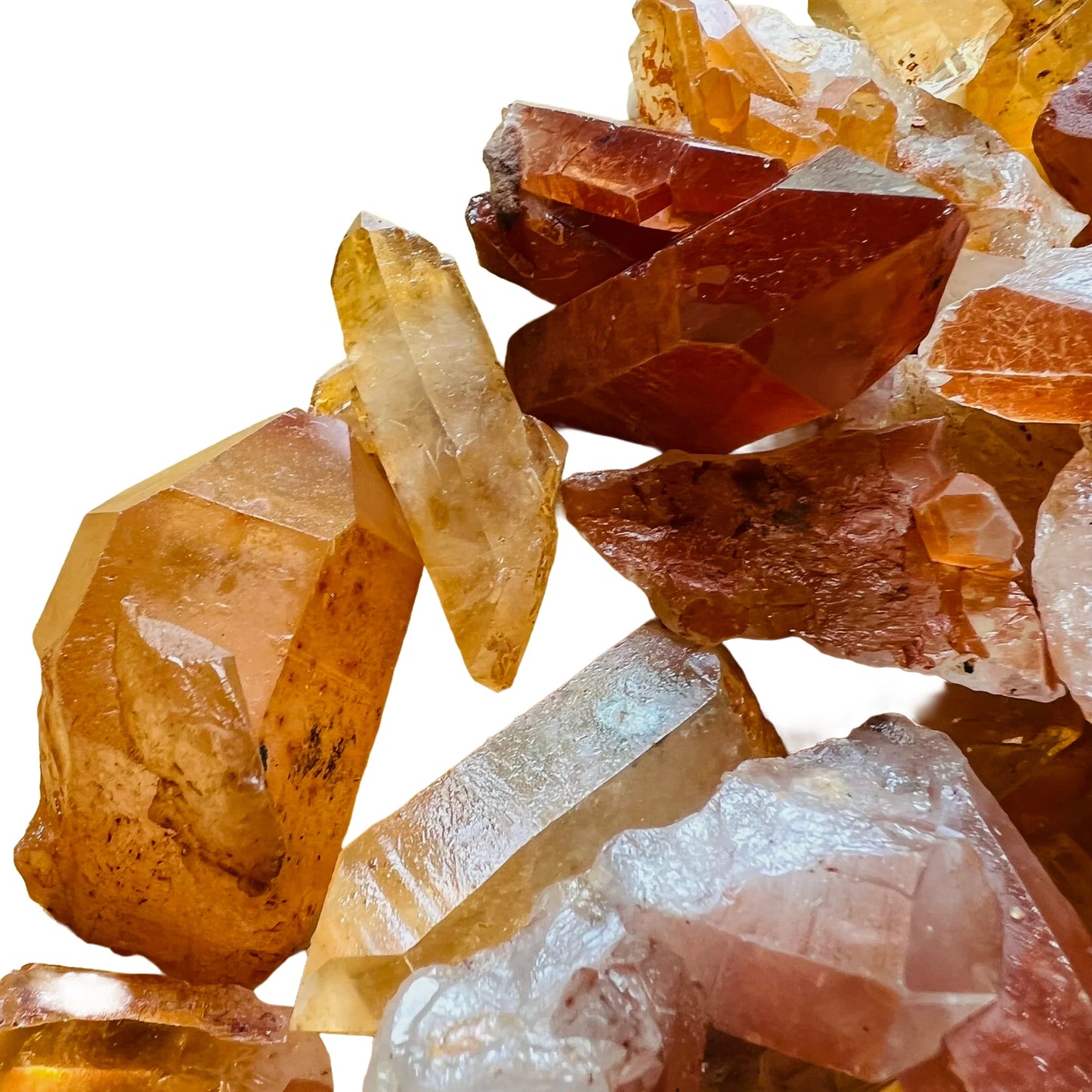 Alternate side of Tangerine Quartz raw point, from Brazil.