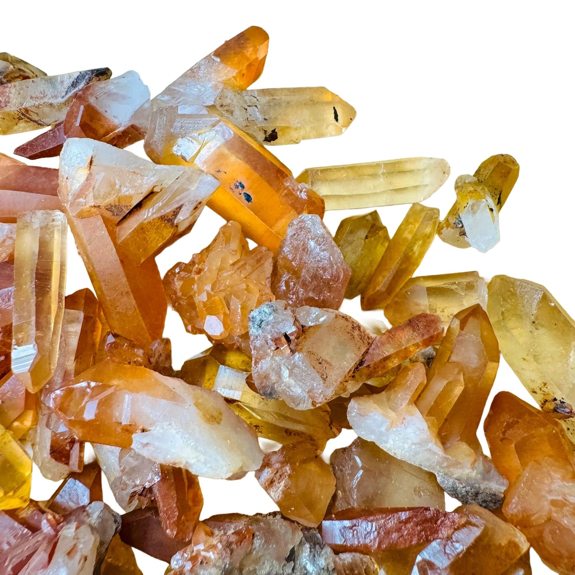 Full profile of Grade AA Tangerine Quartz point ready to ship from Beyond Bohemian