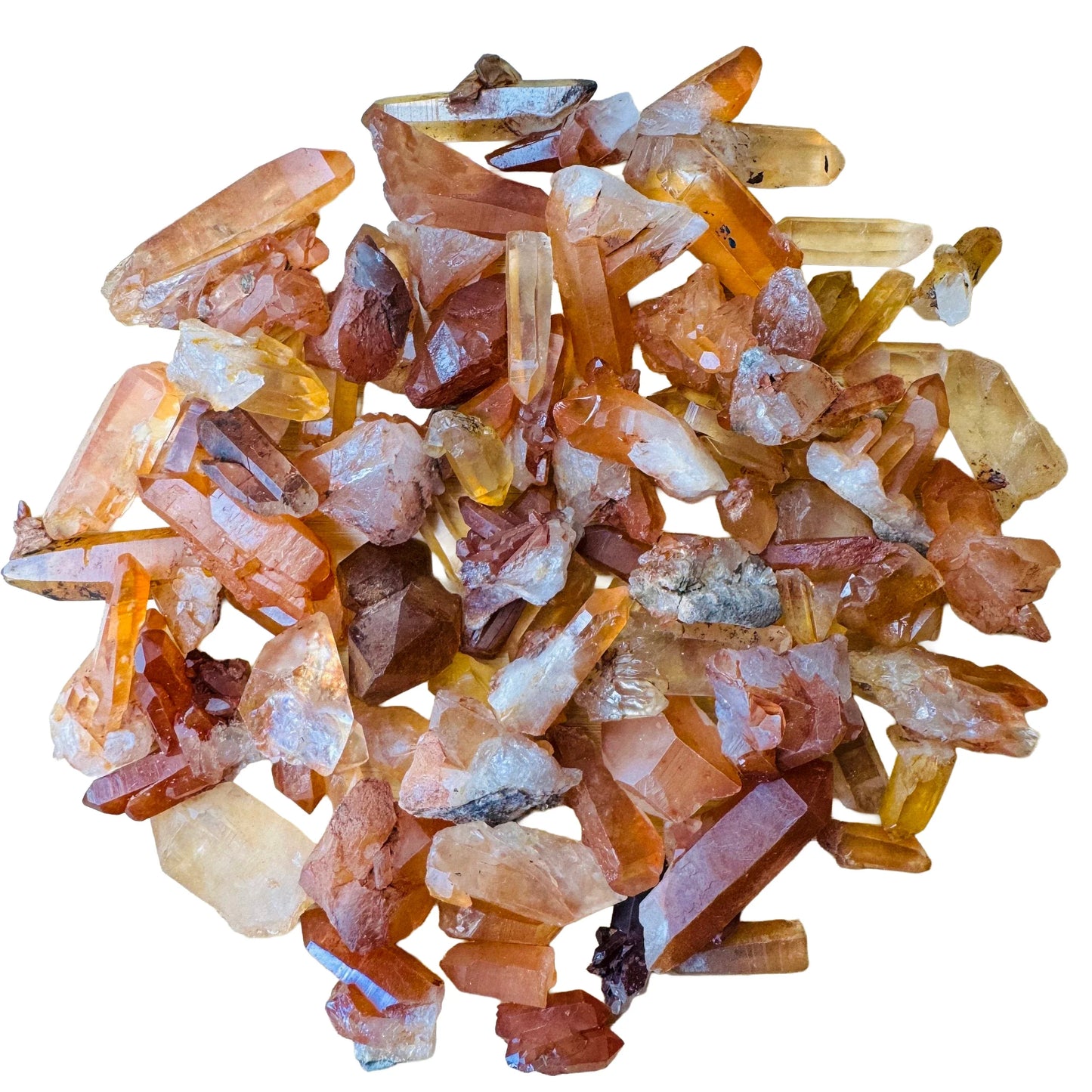 Full profile of Grade AA Tangerine Quartz point ready to ship from Beyond Bohemian