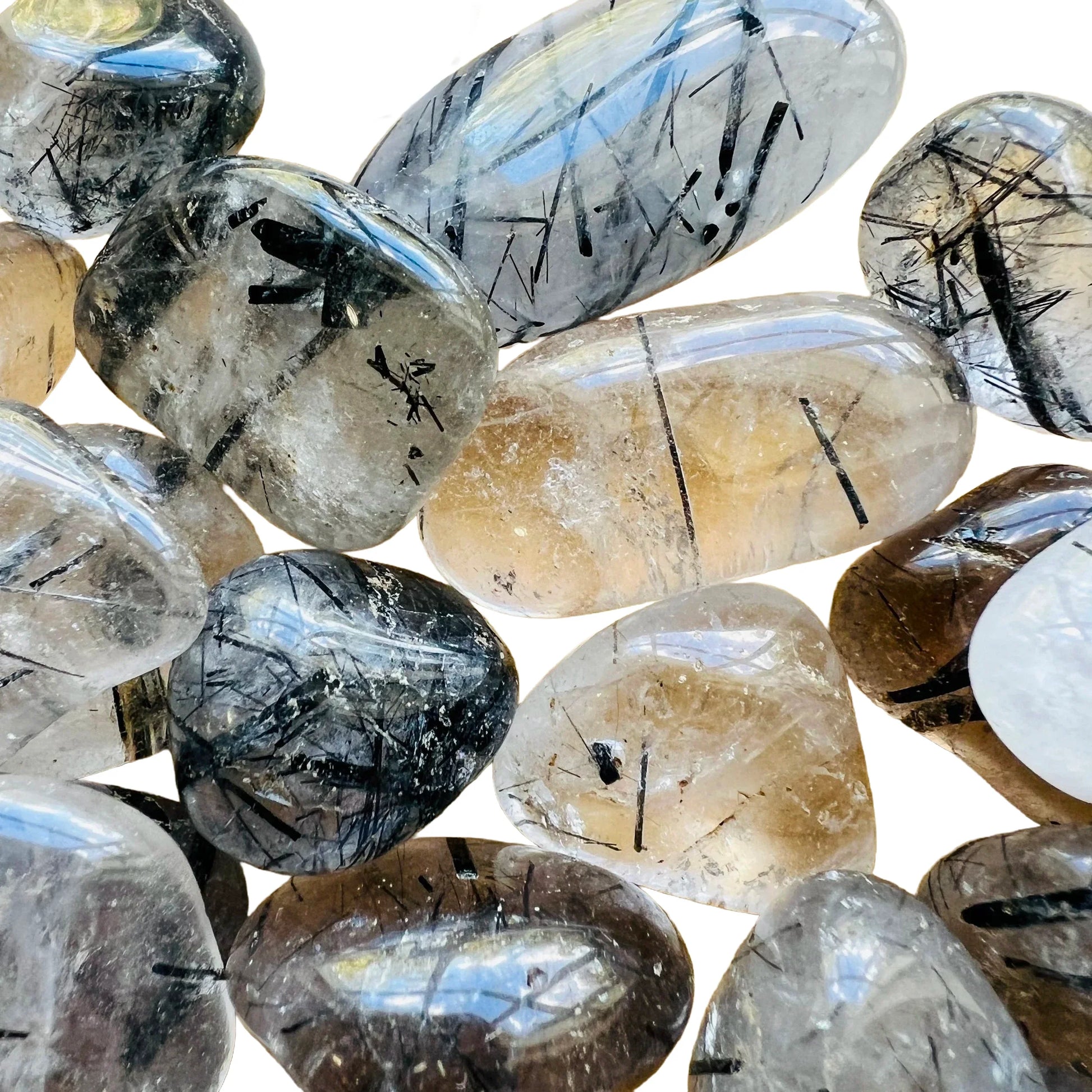 Close-up of Quartz tumbled stone, sourced from Minas Gerais, Brazil.