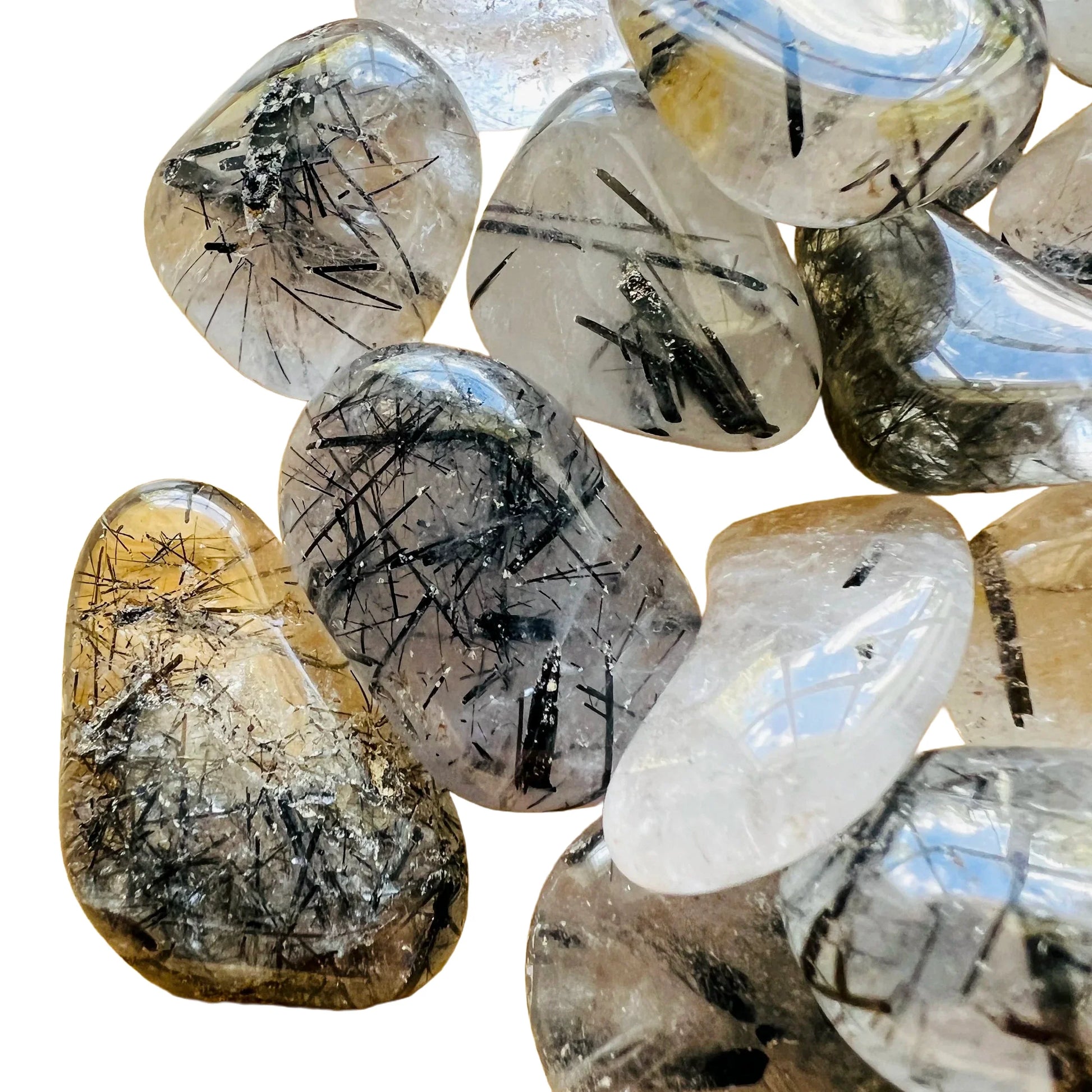 Alternate angle of Grade AAA clear Quartz tumbled stone, hand-selected from Minas Gerais, Brazil, often worked with for Cleansing.