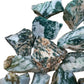 Profile view of green Tree Agate raw stone, turned to for Healing, from Central District, Botswana.