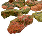 Detail of Unakite raw stone, showing characteristic finish.