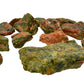 Profile view of Grade AA Unakite raw stone, for Emotional Healing.