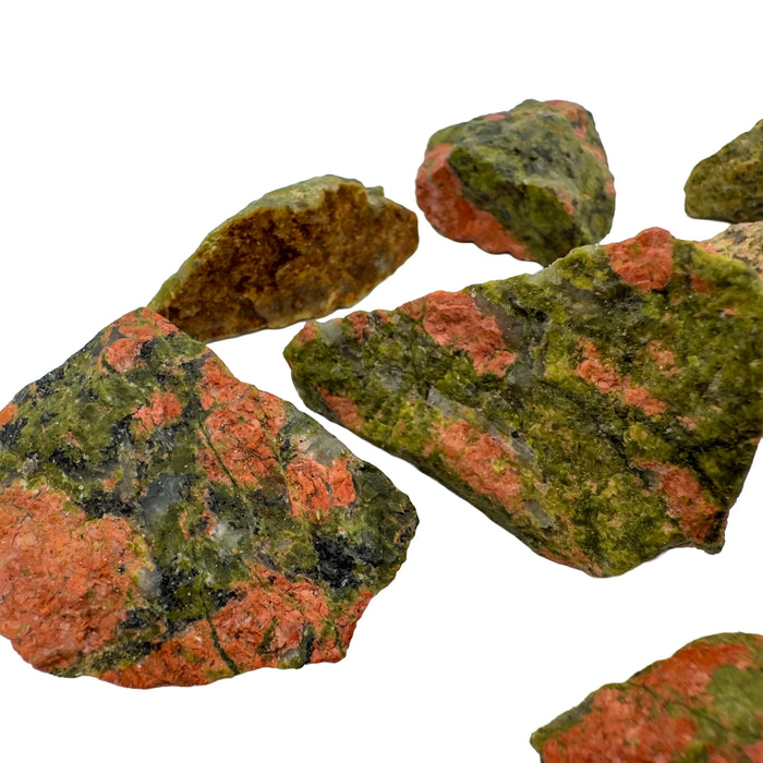 Alternate side of Unakite raw stone, sourced from Northern Cape, South Africa, associated with Emotional Healing.