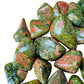Edge view of Unakite tumbled stone, for Emotional Healing, showing matte finish.
