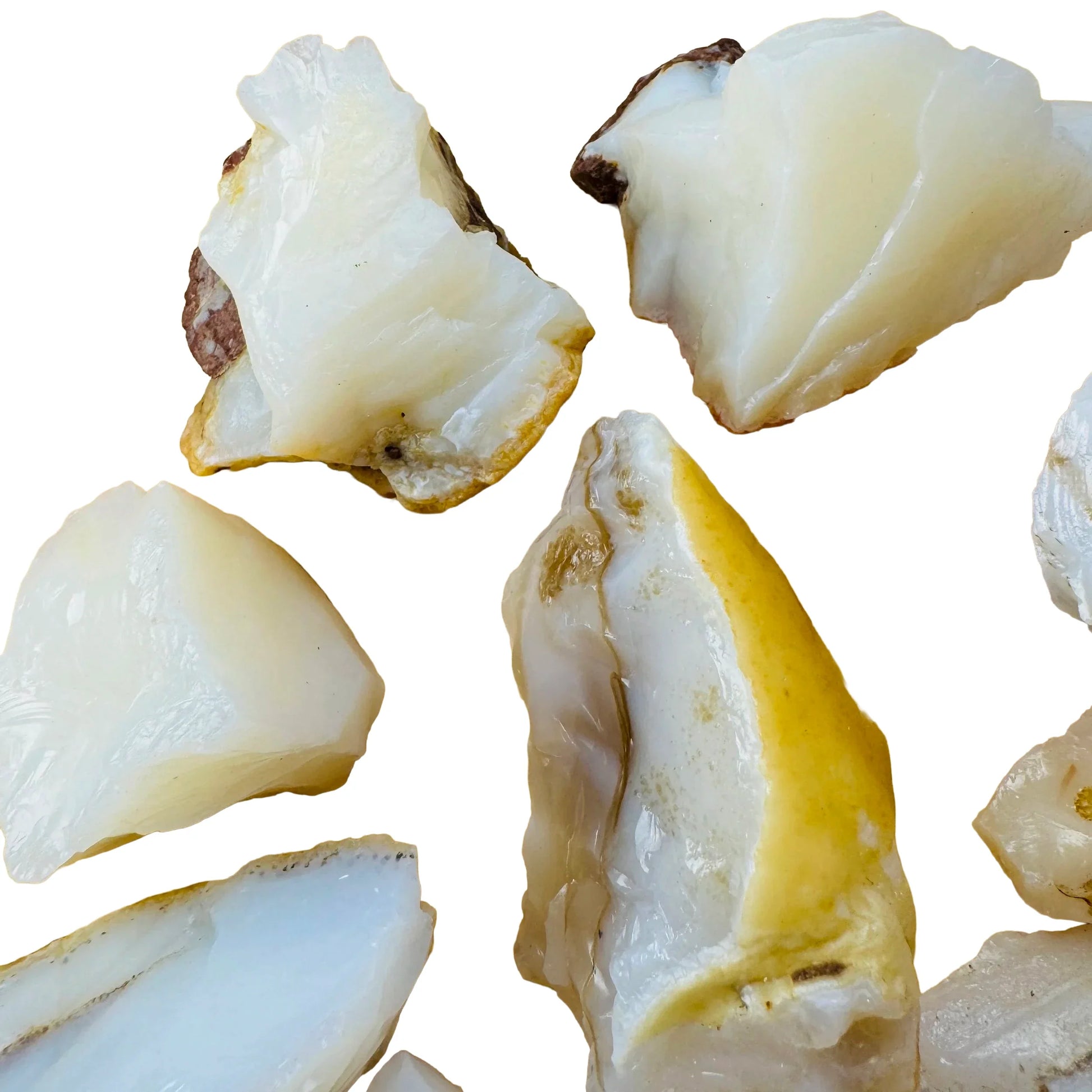 Alternate side of White Opal raw stone, Brazil-sourced, showing characteristic color.
