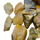 Looking down on Yellow Jasper raw stone, from Sofia, Madagascar.