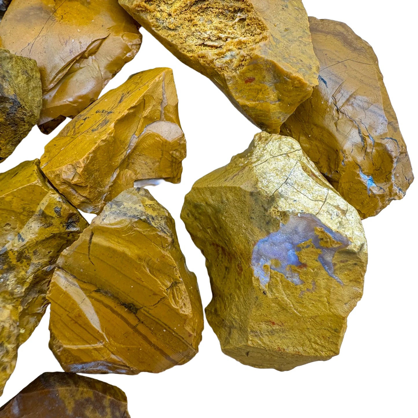 Alternate angle of Yellow Jasper raw stone, carried for Confidence, showing natural color depth.