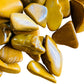 Top-down shot of Yellow Jasper tumbled stone, from Sofia, Madagascar.