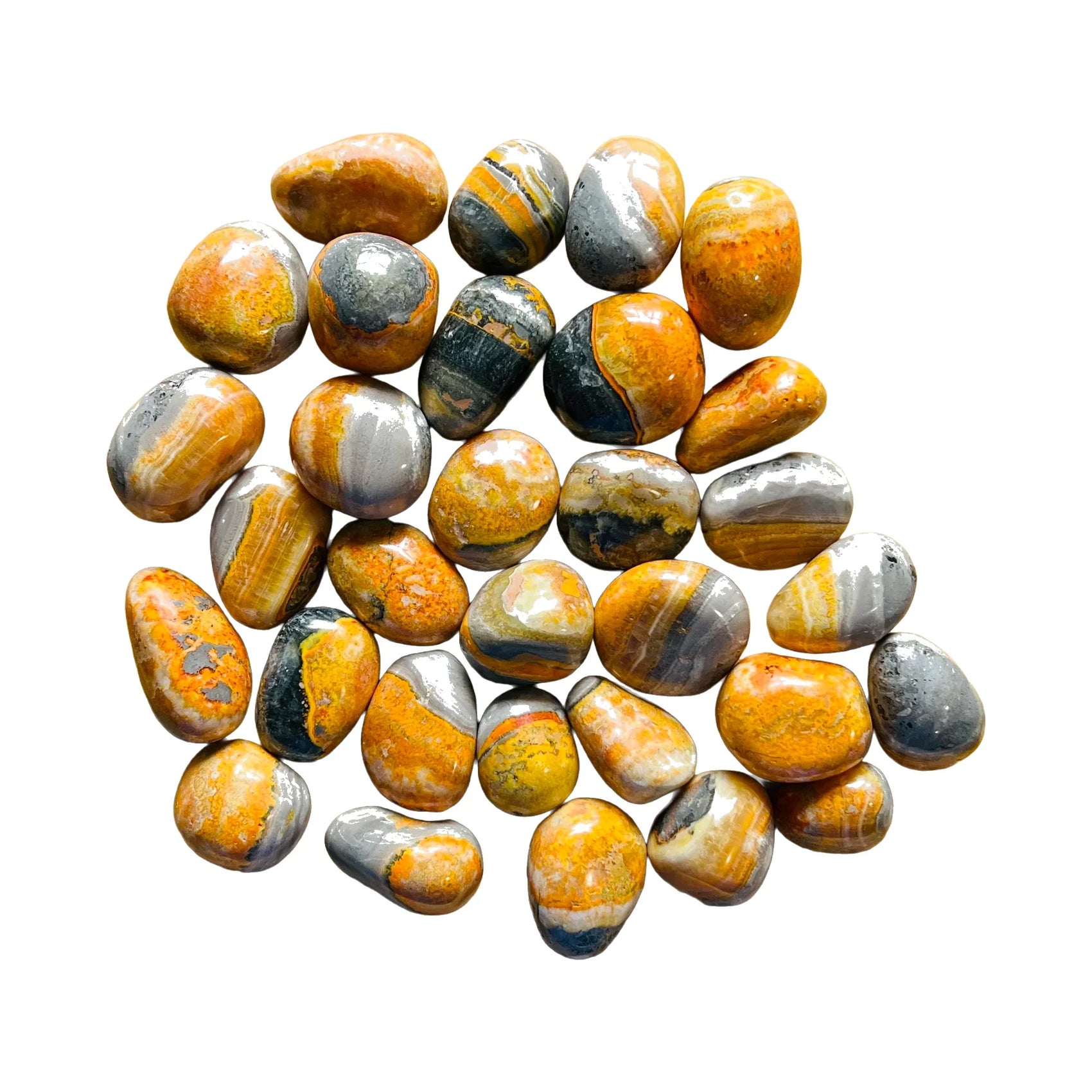 Bumblebee Jasper Palm Stones for Confidence, Energy & Manifestation — black smooth polished, AA grade from Indonesia