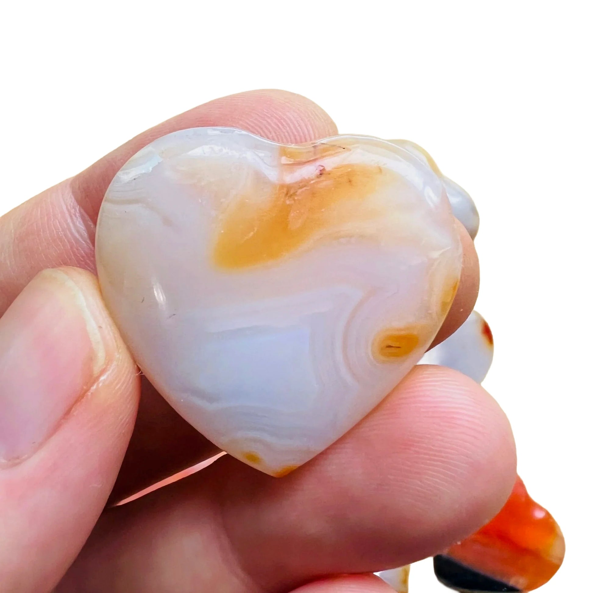 Full profile of Grade AA Carnelian heart ready to ship from Beyond Bohemian