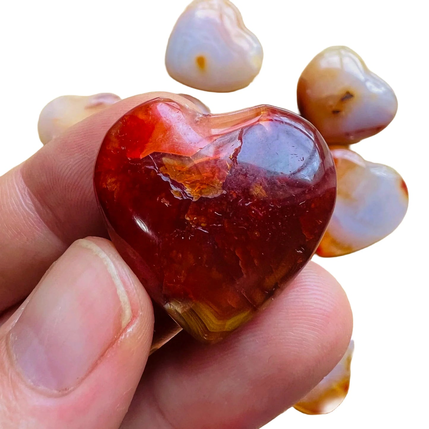 Full profile of Grade AA Carnelian heart ready to ship from Beyond Bohemian