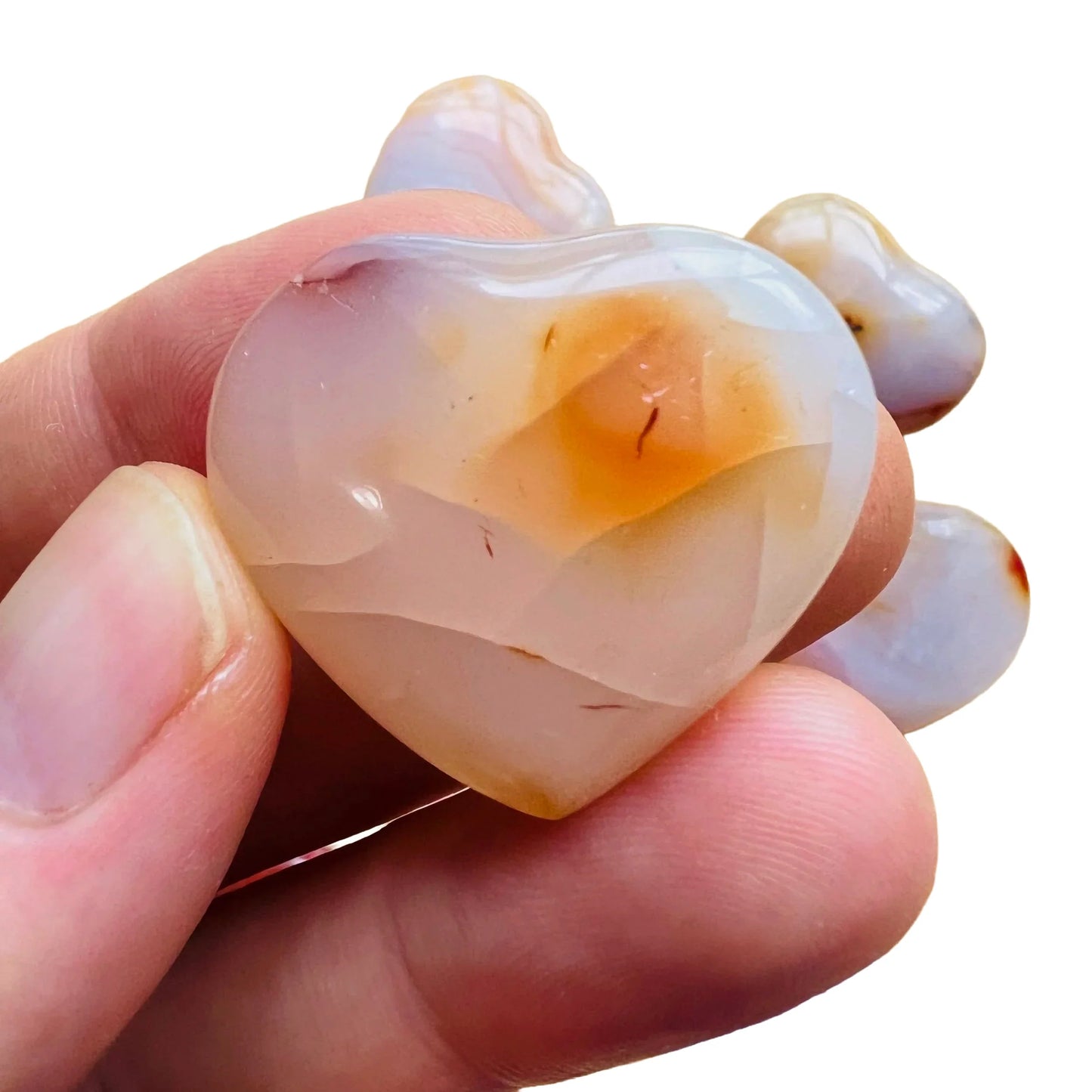 Full profile of Grade AA Carnelian heart ready to ship from Beyond Bohemian