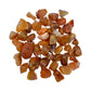 Up-close view of Carnelian raw stone, for Creativity and Confidence, sourced from Brazil.