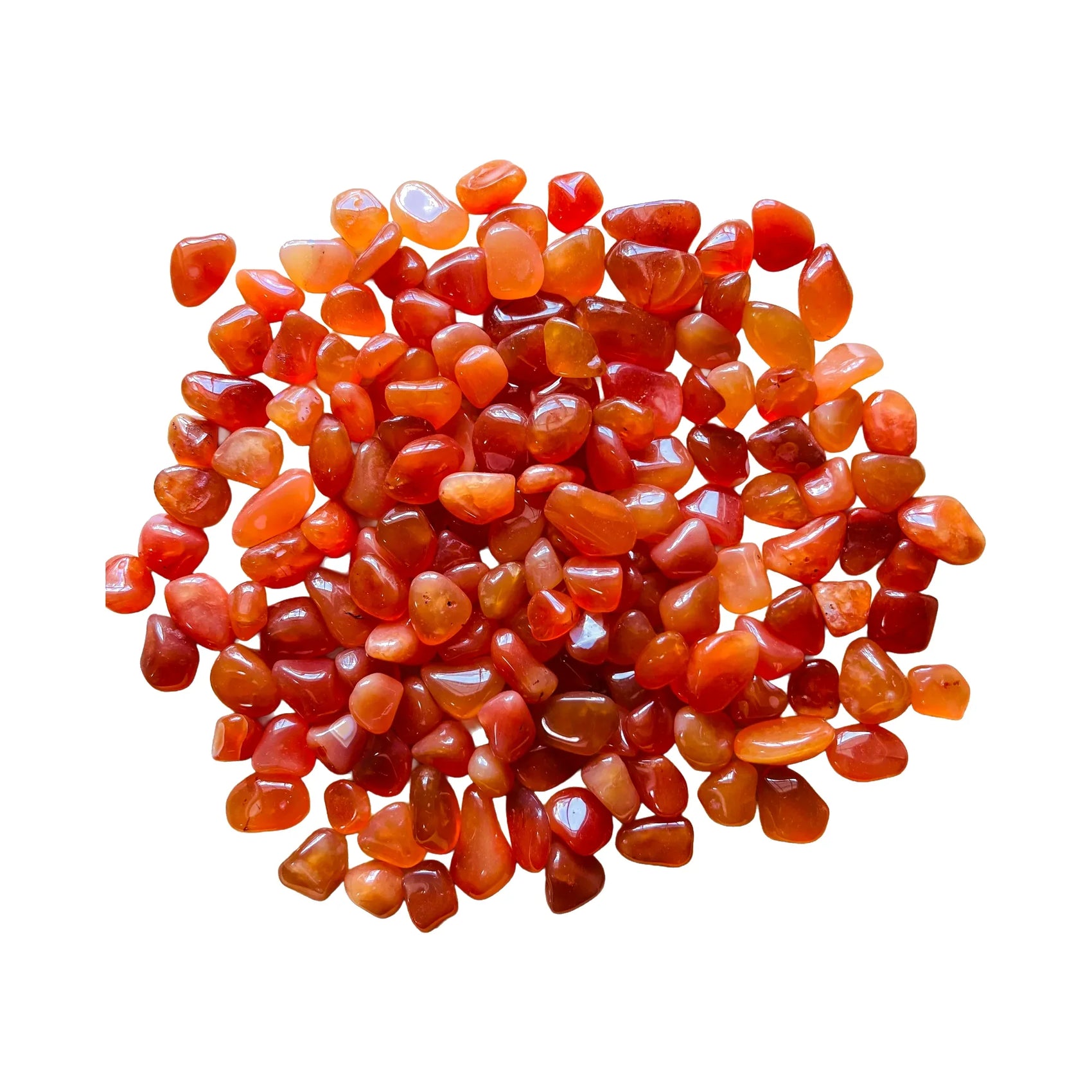 Carnelian Tumbled Stones traditionally associated with Confidence, Creativity & Energy — orange polished, AA grade from Botswana