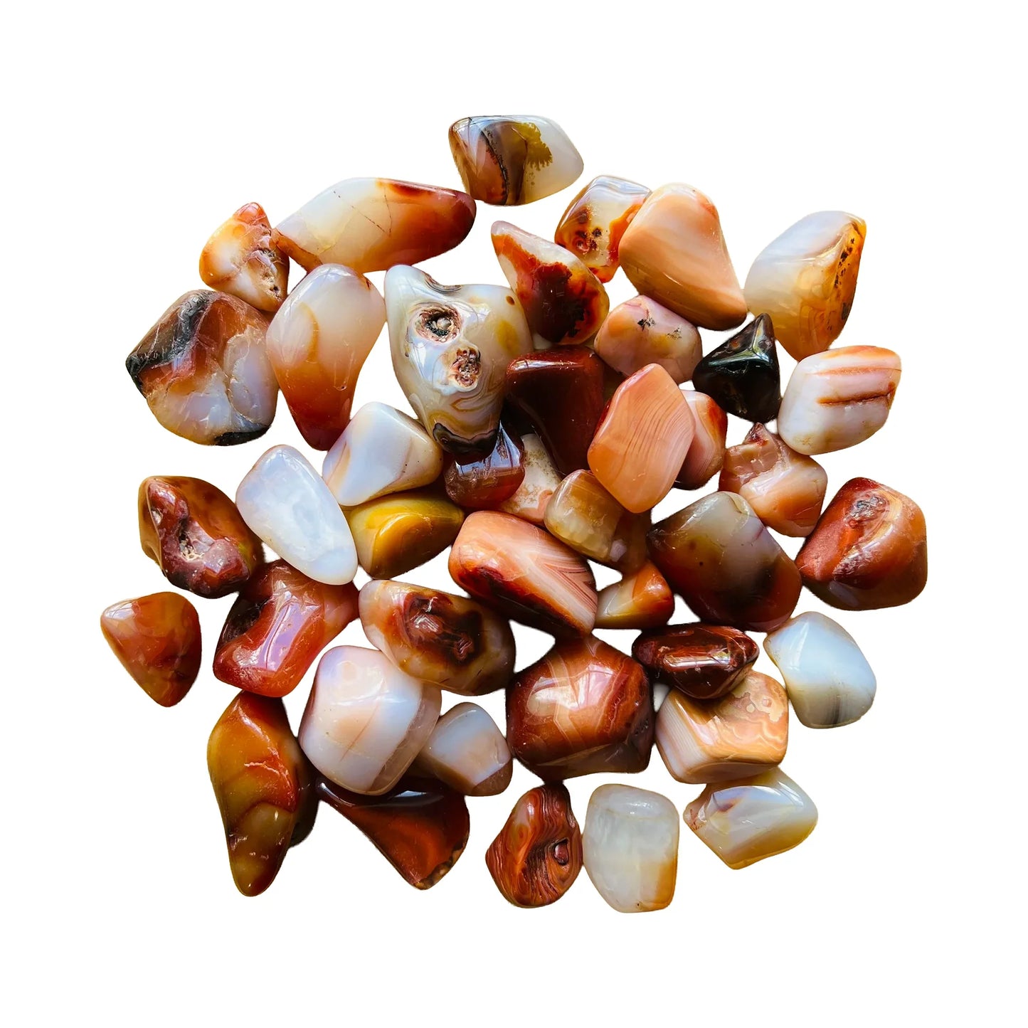 Carnelian Tumbled Stones for Confidence, Creativity, Energy & Sacral Chakra Support — orange polished, AA grade from Madagascar