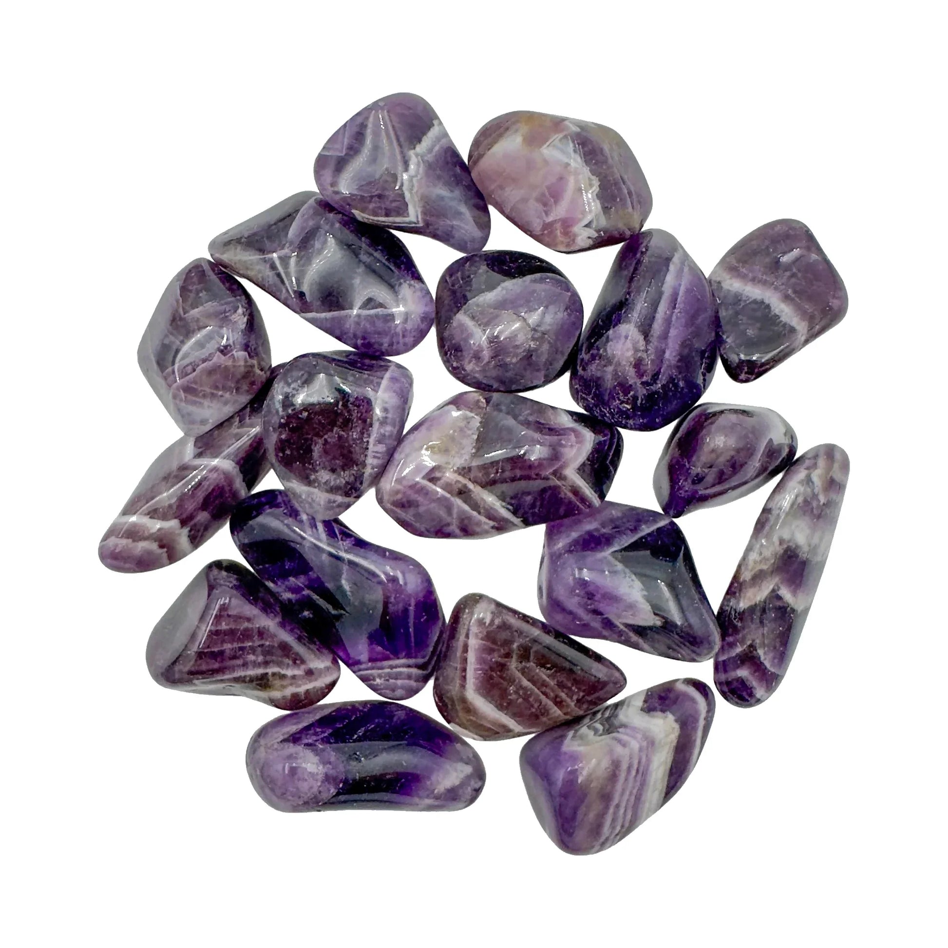 Chevron Amethyst Crystals for Focus, Intuition & Meditation & Third Eye & Crown Support — purple polished, AA grade from Zambia