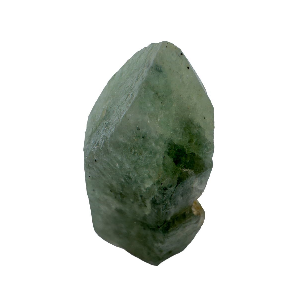 Close detail of A Grade Chlorite Quartz raw crystal point from Zimbabwe
