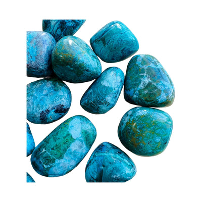 Polished Chrysocolla Palm Stones for Confidence, Emotional Healing & Love — blue smooth polished, AA grade from Peru