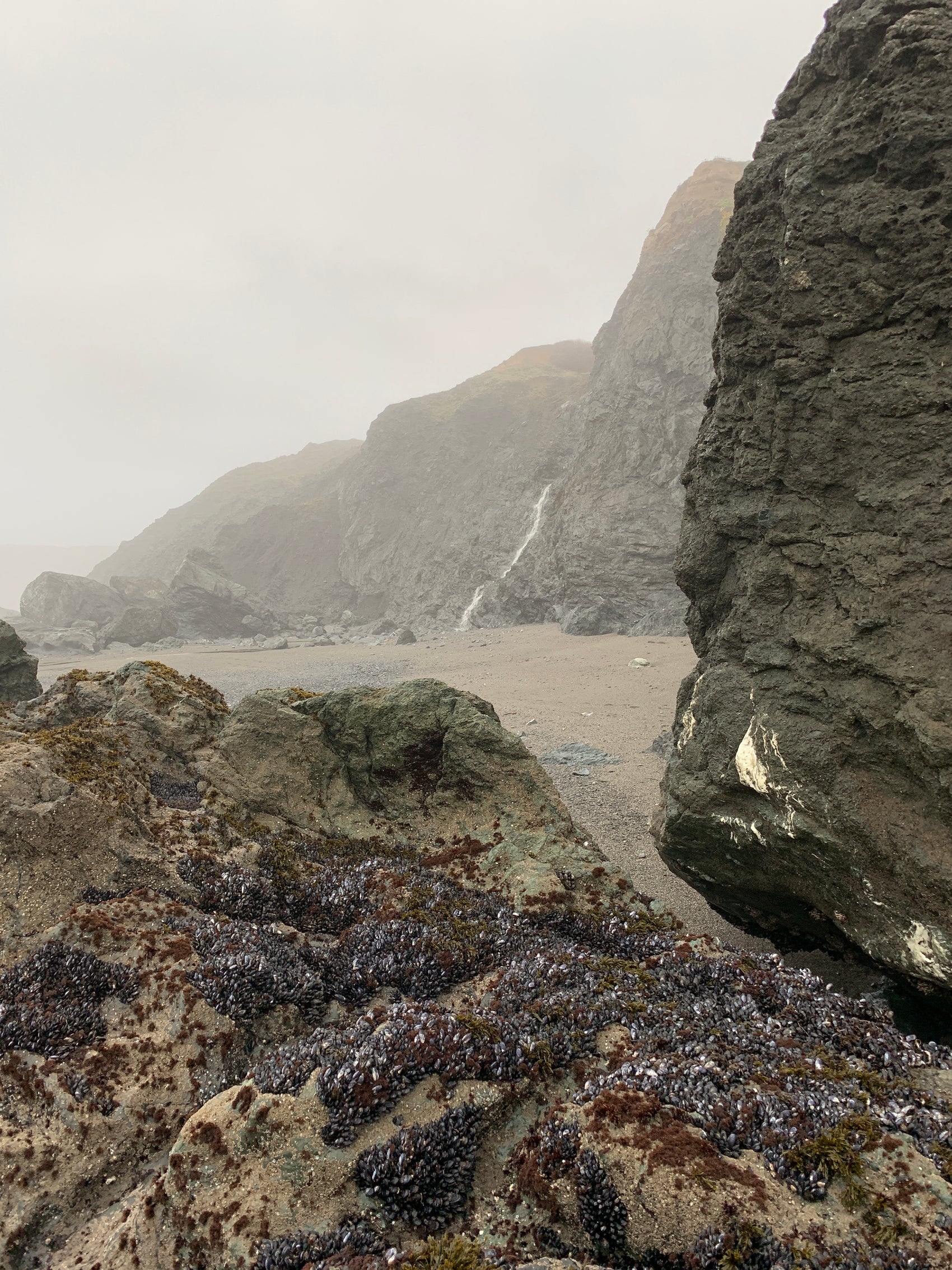 Natural crystal formations along a weathered coastline, representing the raw beauty of ethically sourced stones