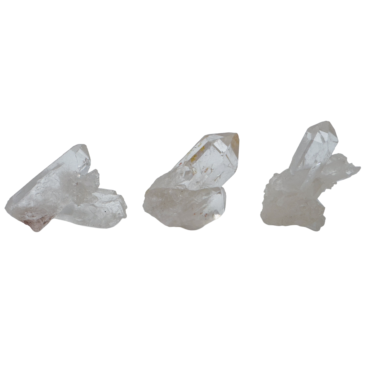 Three AA Grade Clear Quartz mini crystal clusters from Brazil
