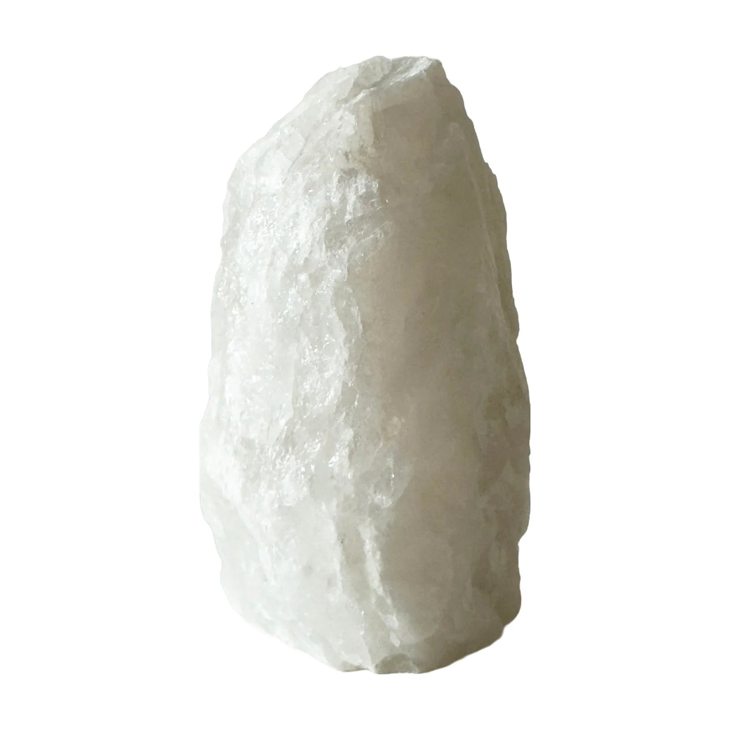 Clear quartz crystal lamp, side angle showing natural texture, A grade