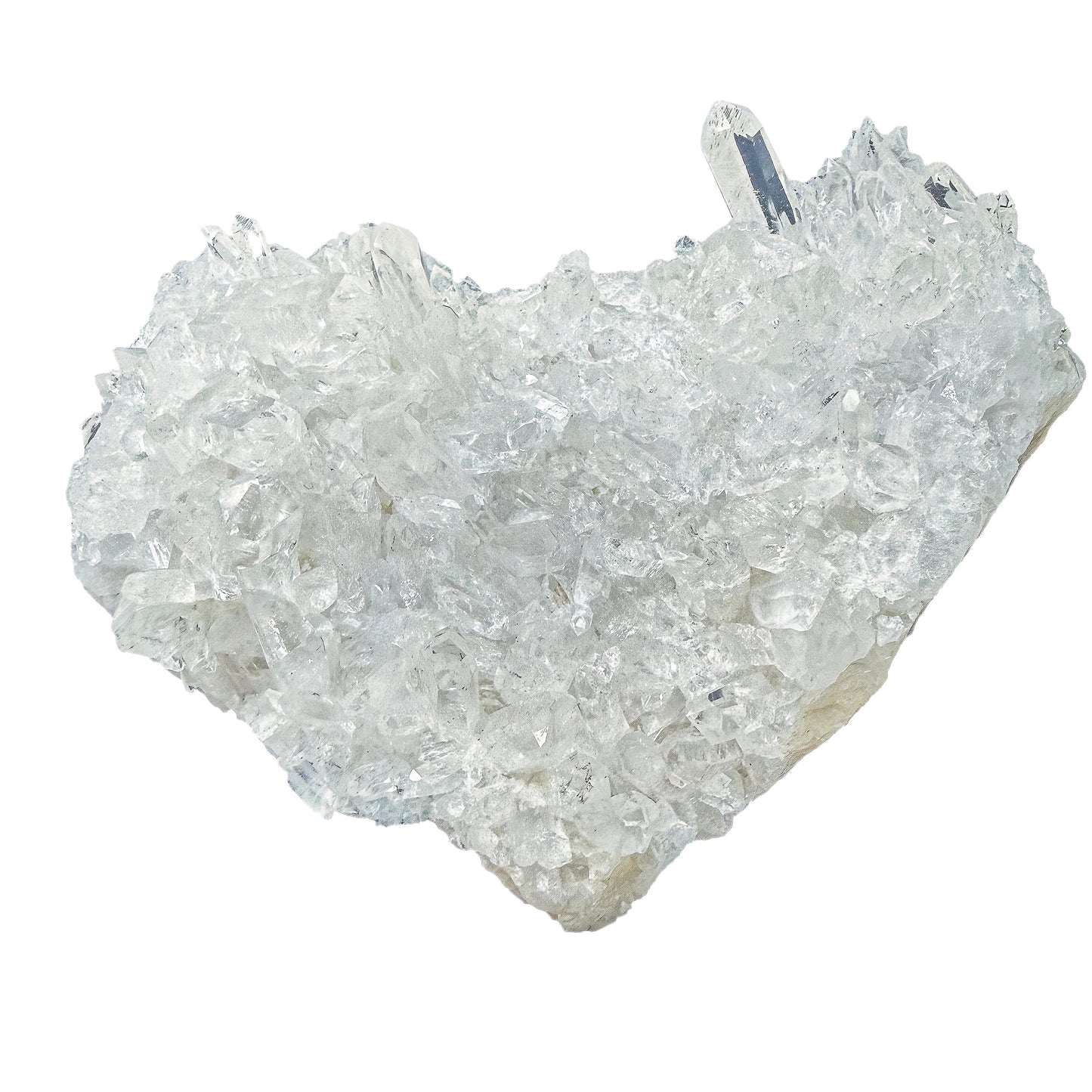 Broad view of the Clear Quartz cluster showing its natural heart-like outline