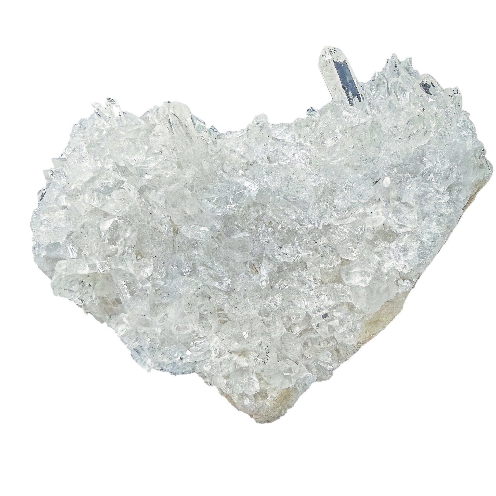 Broad view of the Clear Quartz cluster showing its natural heart-like outline