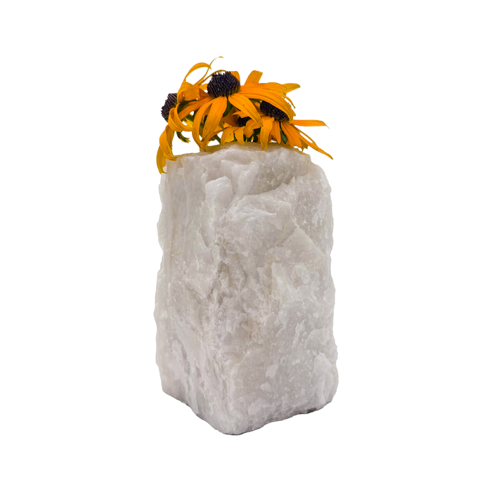 Clear quartz crystal vase in frosted white stone, A grade, Minas Gerais Brazil, view 1
