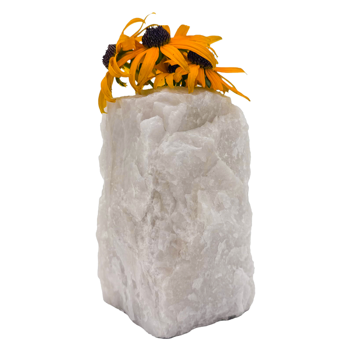Clear quartz crystal vase in frosted white stone, A grade, Minas Gerais Brazil, view 1