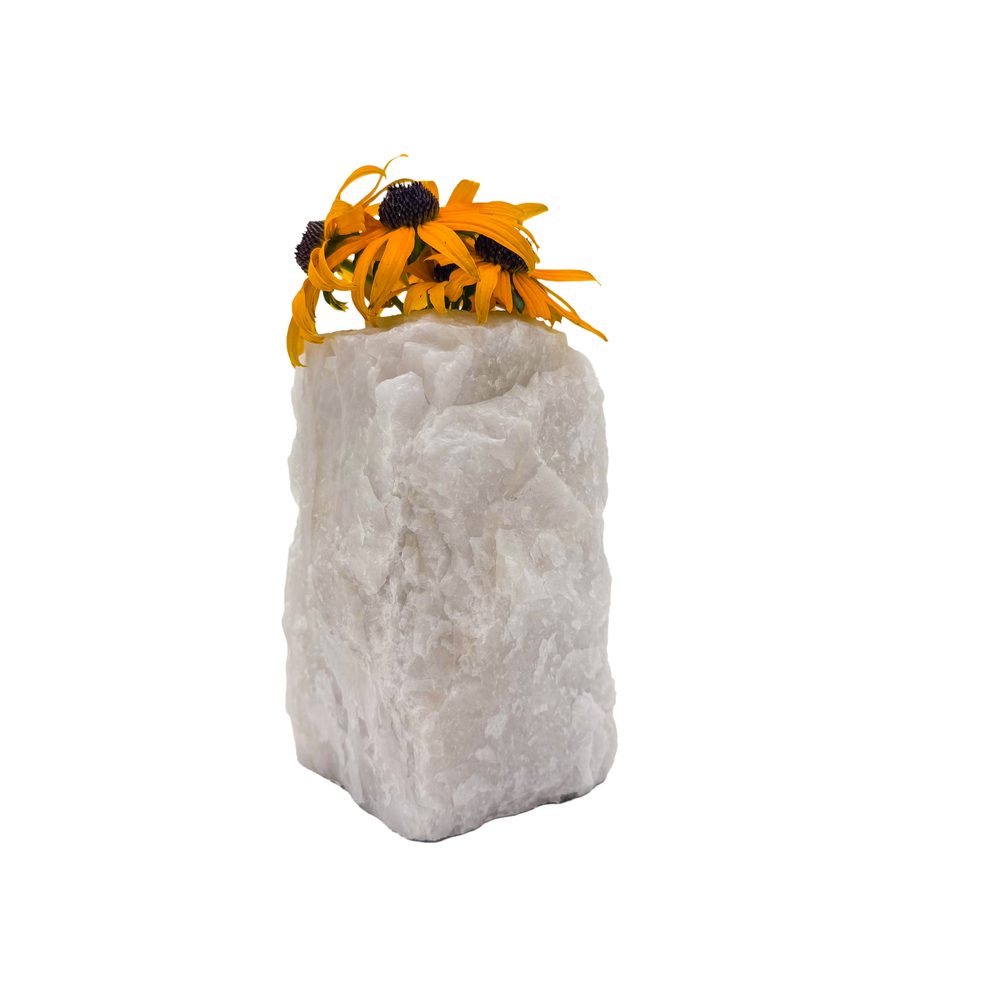 Clear quartz crystal vase in frosted white stone, A grade, Minas Gerais Brazil, view 1
