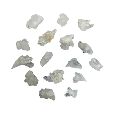 Hand-selected Grade AA Clear Quartz mini clusters from Minas Gerais, Brazil, 1 to 2 inch with bright crystalline clarity