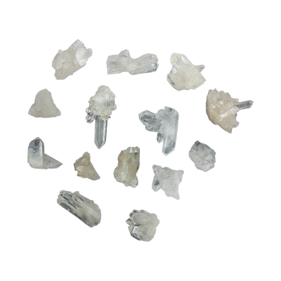 Hand-selected Grade AA Clear Quartz mini clusters Set B from Minas Gerais, Brazil, 1 to 2 inch