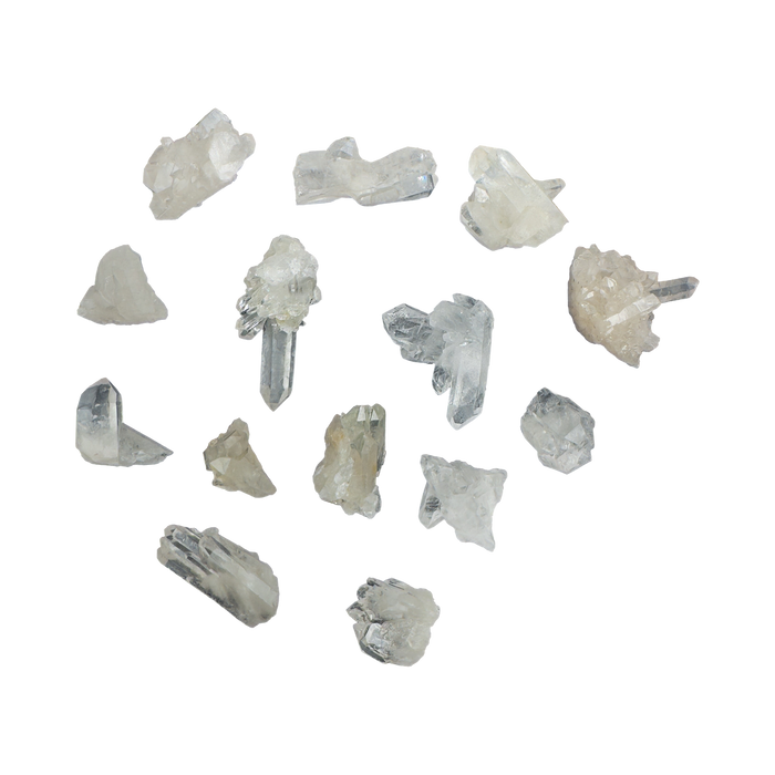 Hand-selected Grade AA Clear Quartz mini clusters Set B from Minas Gerais, Brazil, 1 to 2 inch