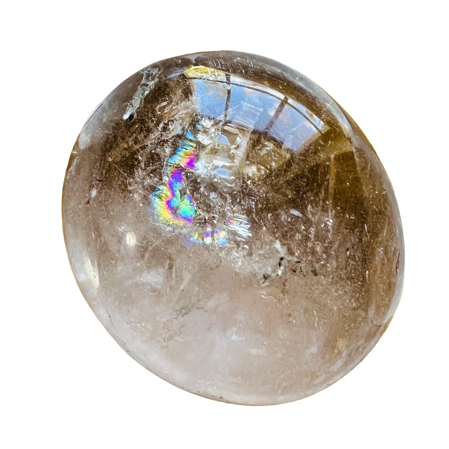 Side angle of Grade AA Clear Quartz palm stone, Madagascar-sourced.