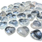 Close detail on a single Clear Quartz puffy heart showing internal veils