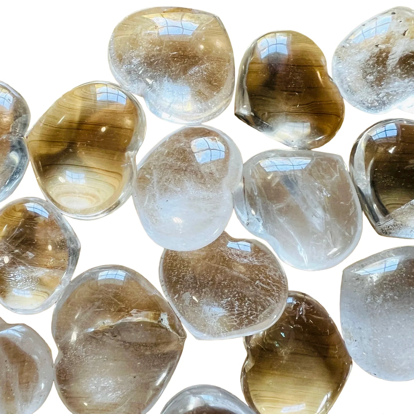 Opposite side of Clear Quartz polished heart, to support Cleansing, showing natural texture.