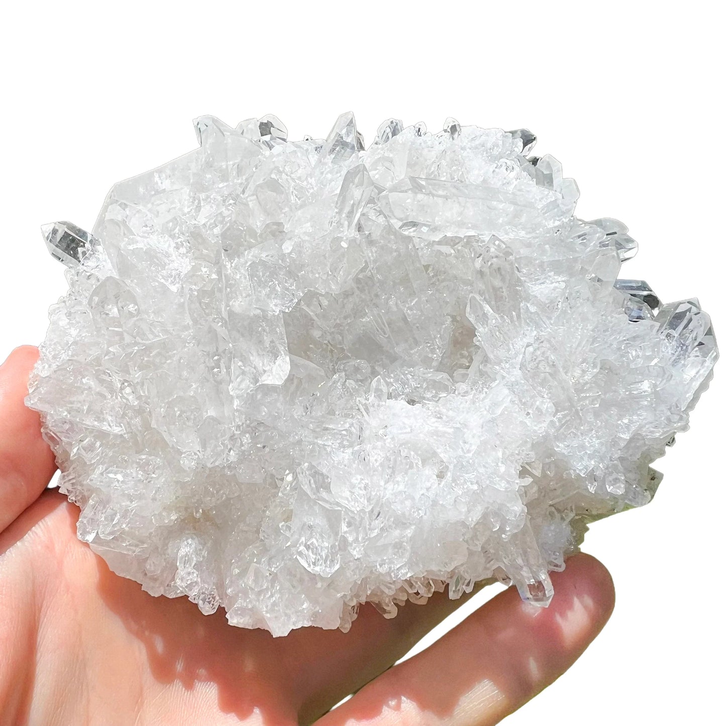 Full profile of Grade AAA Clear Quartz cluster ready to ship from Beyond Bohemian