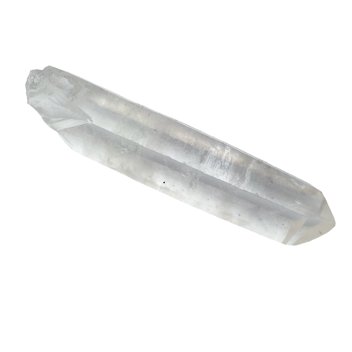 Detail view of A Grade Clear Quartz raw crystal point from Alaotra-Mangoro, Madagascar