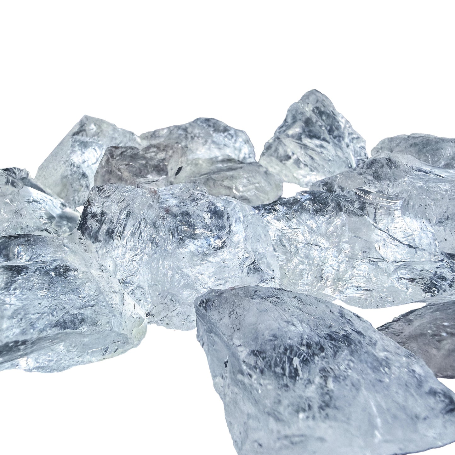 Close detail on AA grade Clear Quartz rough, 20 to 50 grams a piece