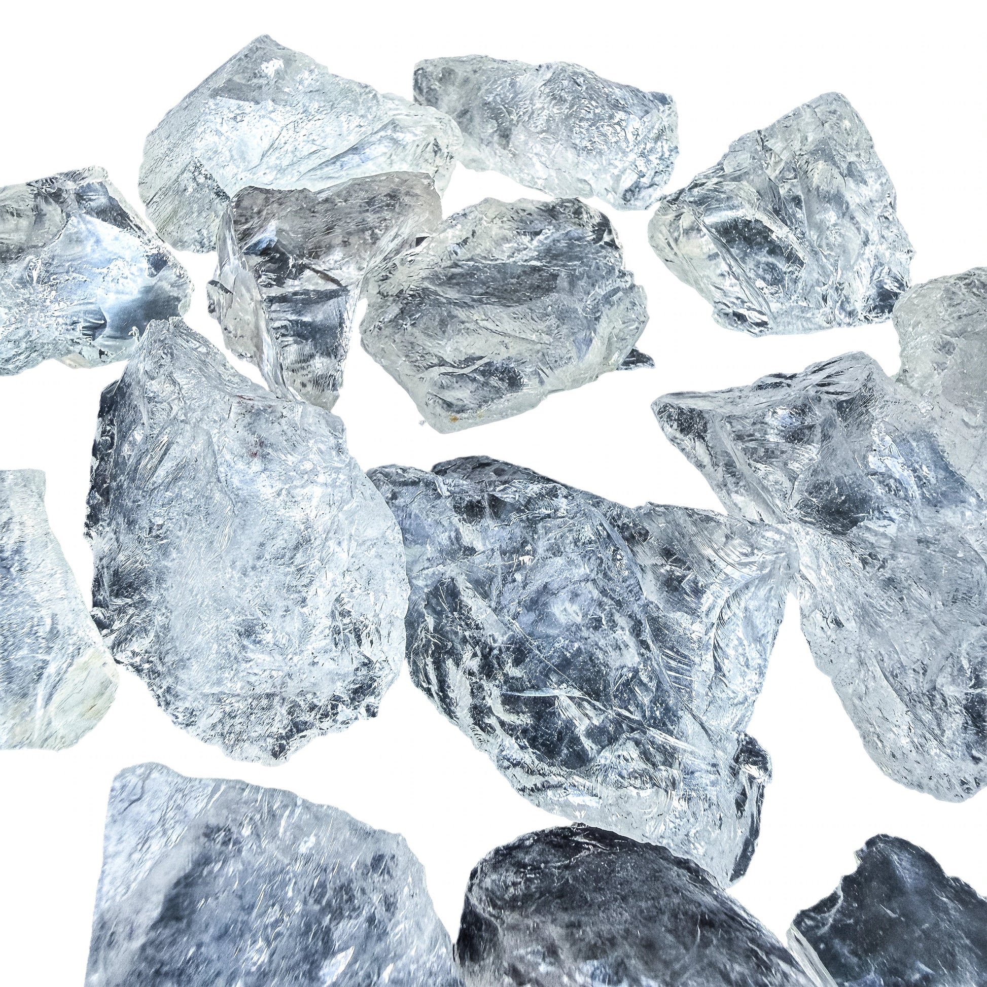 Group of Clear Quartz rough chunks showing how much shape varies piece to piece