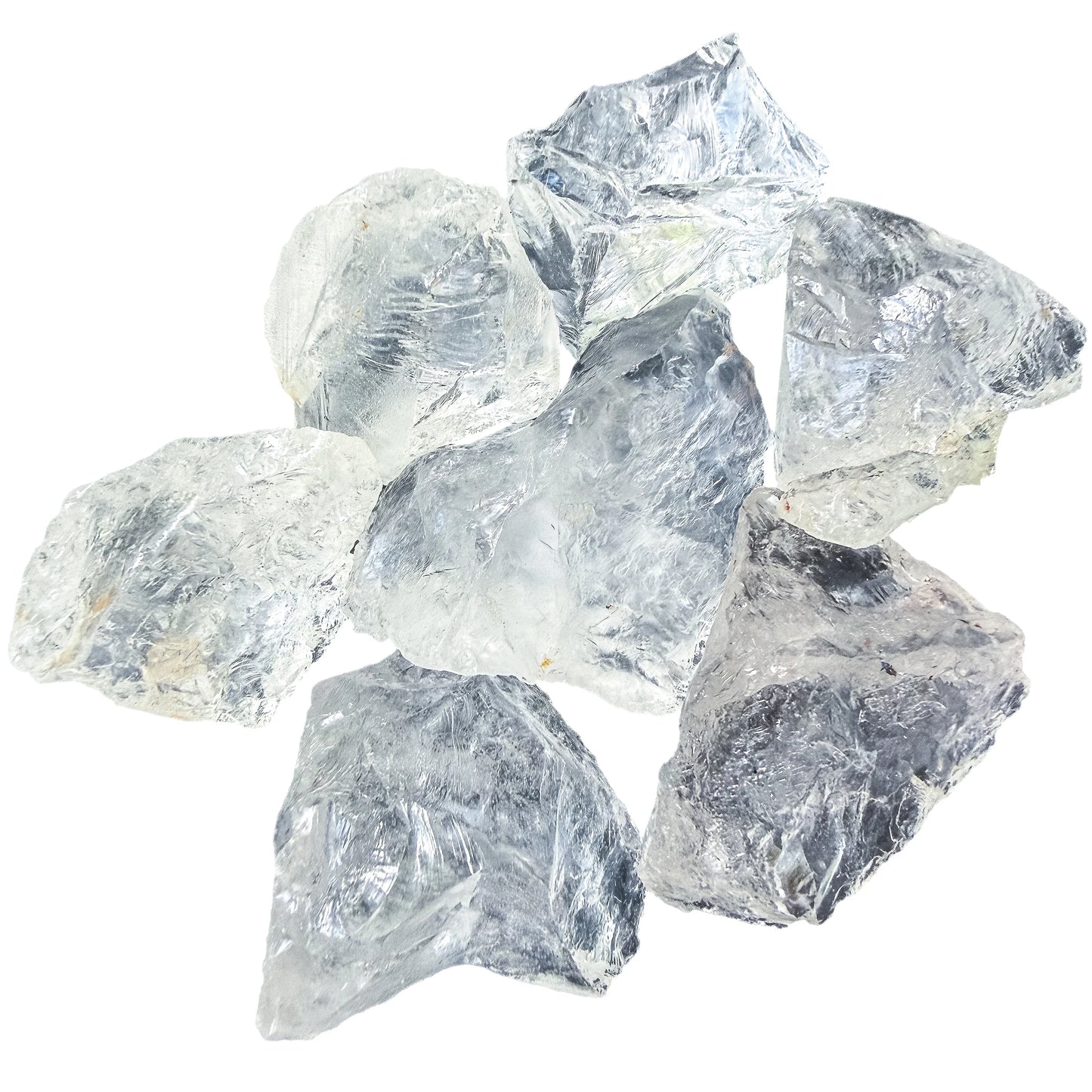 Close detail on water-clear Quartz rough at AA grade, minimal cloudiness