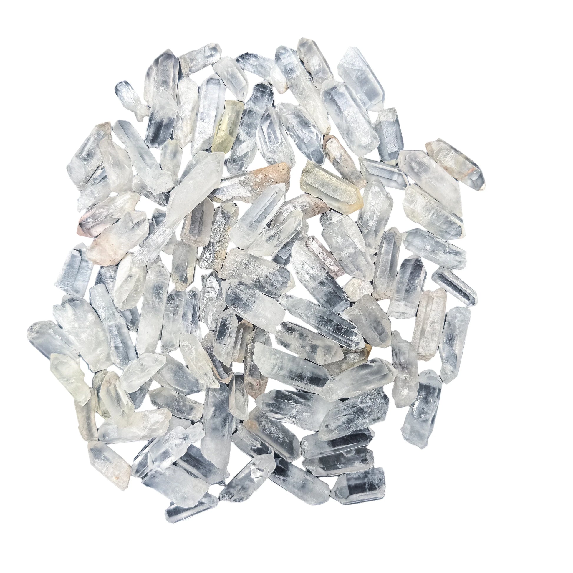 Clear Quartz points from Madagascar shown loose, unpolished and untreated