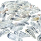 Close view of Clear Quartz points at the larger end of the range, natural facets uncut