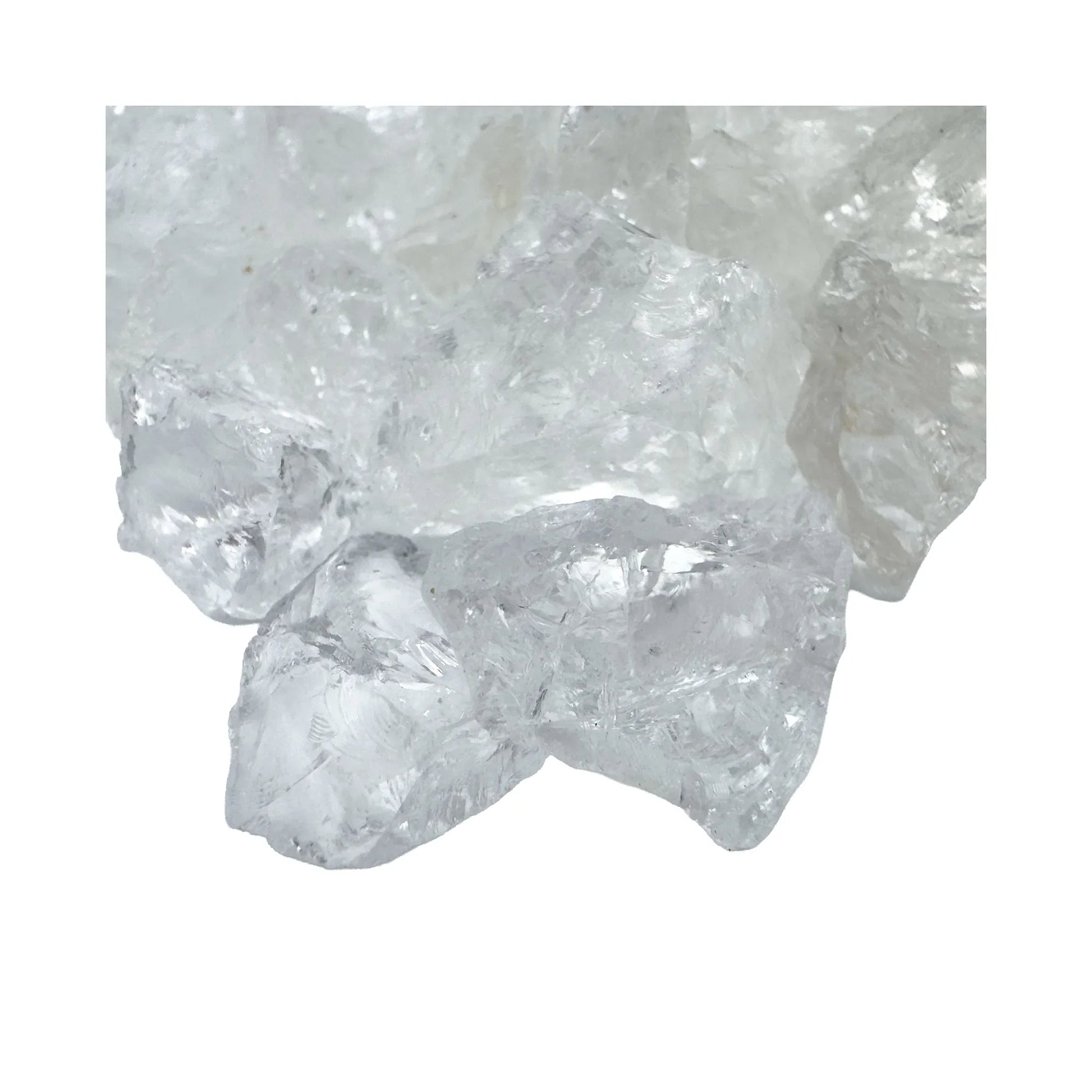 Side-on view of Clear Quartz raw stone, showing open form, sourced from Minas Gerais, Brazil.