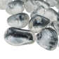 Clear Quartz tumbled stones with translucent crystalline interiors, 5 to 15 grams per piece, AAA grade from Brazil