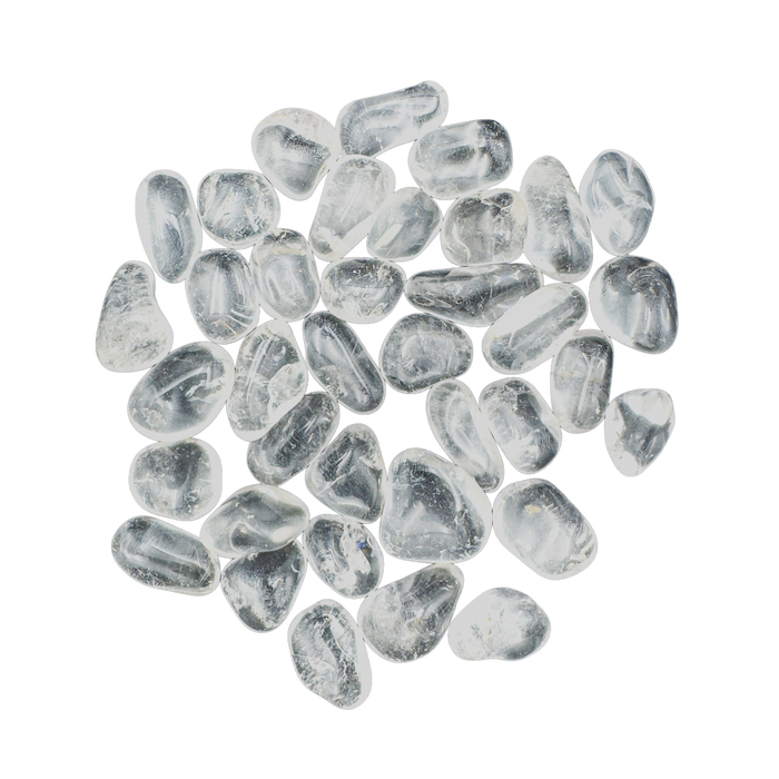 Group of Clear Quartz tumbled stones in natural polished form, 0.75 to 1.25 inch, ethically sourced from Brazil